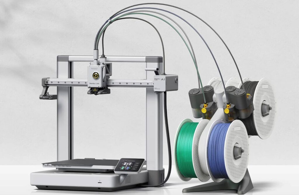 Bambu Lab A1 Combo 3D printer with AMS lite four-color feeder, our top pick for beginners in 2026.