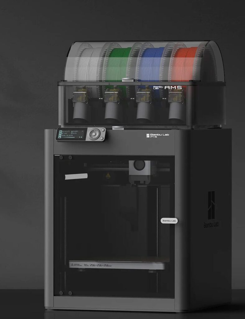 Bambu Lab P1S enclosed CoreXY 3D printer with AMS.