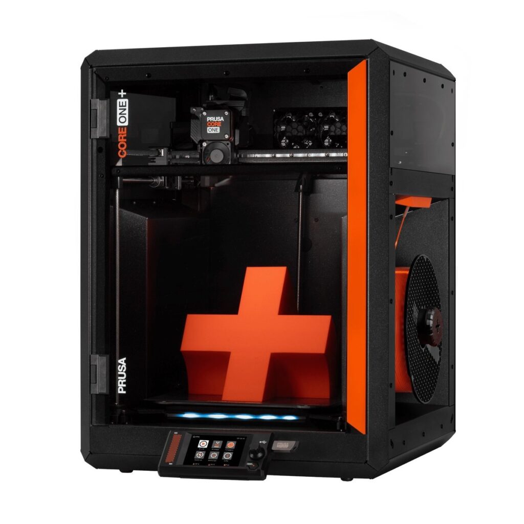 Prusa CORE One enclosed CoreXY 3D printer with Nextruder direct drive.